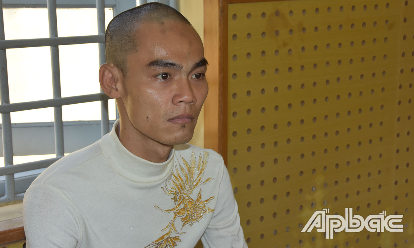 Đối tượng Bảnh tại cơ quan điều tra.