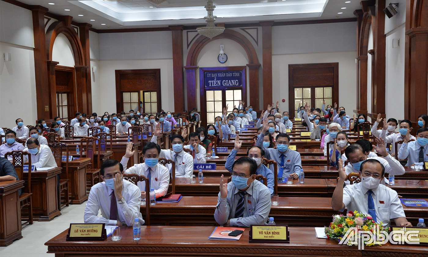 Đại biểu biểu quyết thông qua Nghị Quyết.