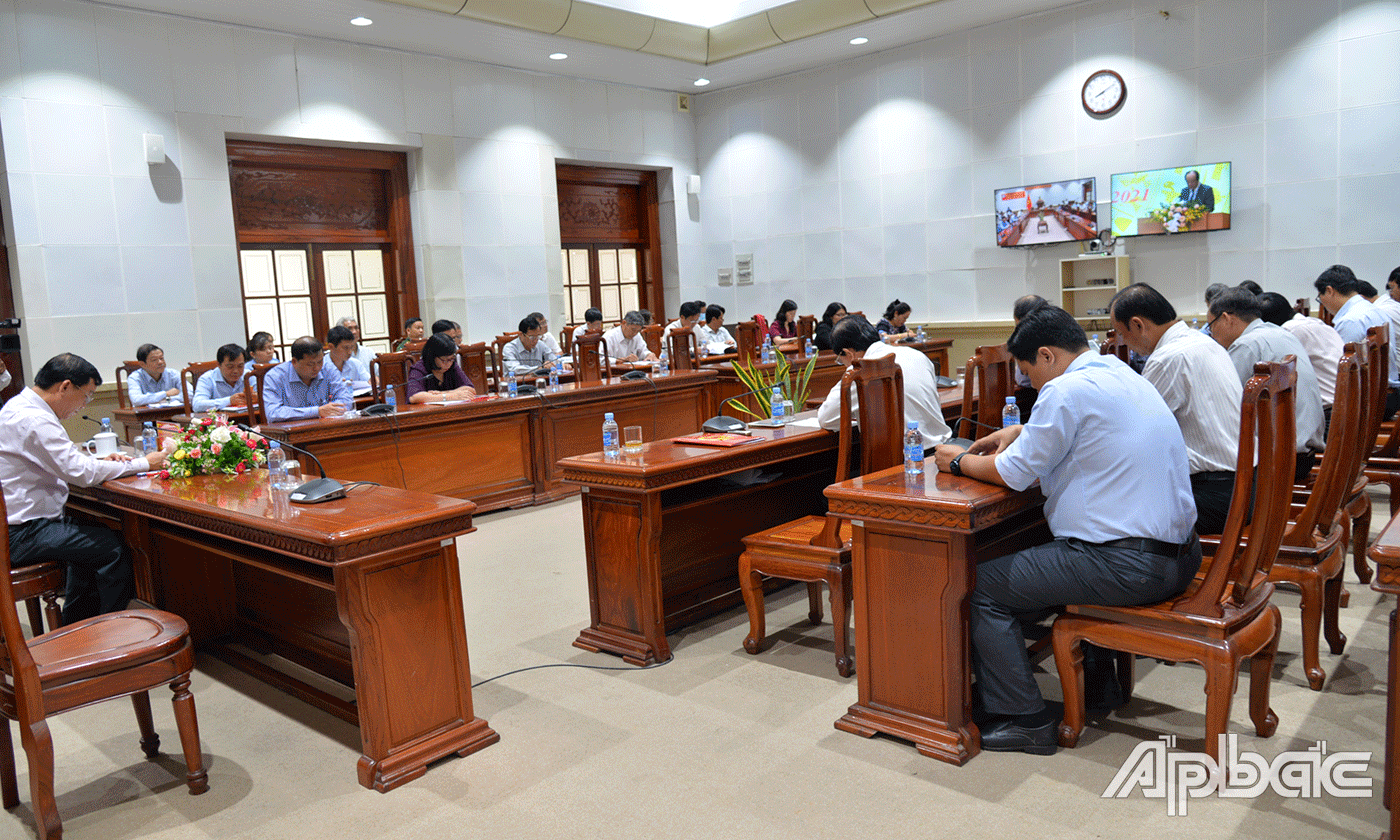 Quang cảnh tại điểm cầu Tiền Giang.