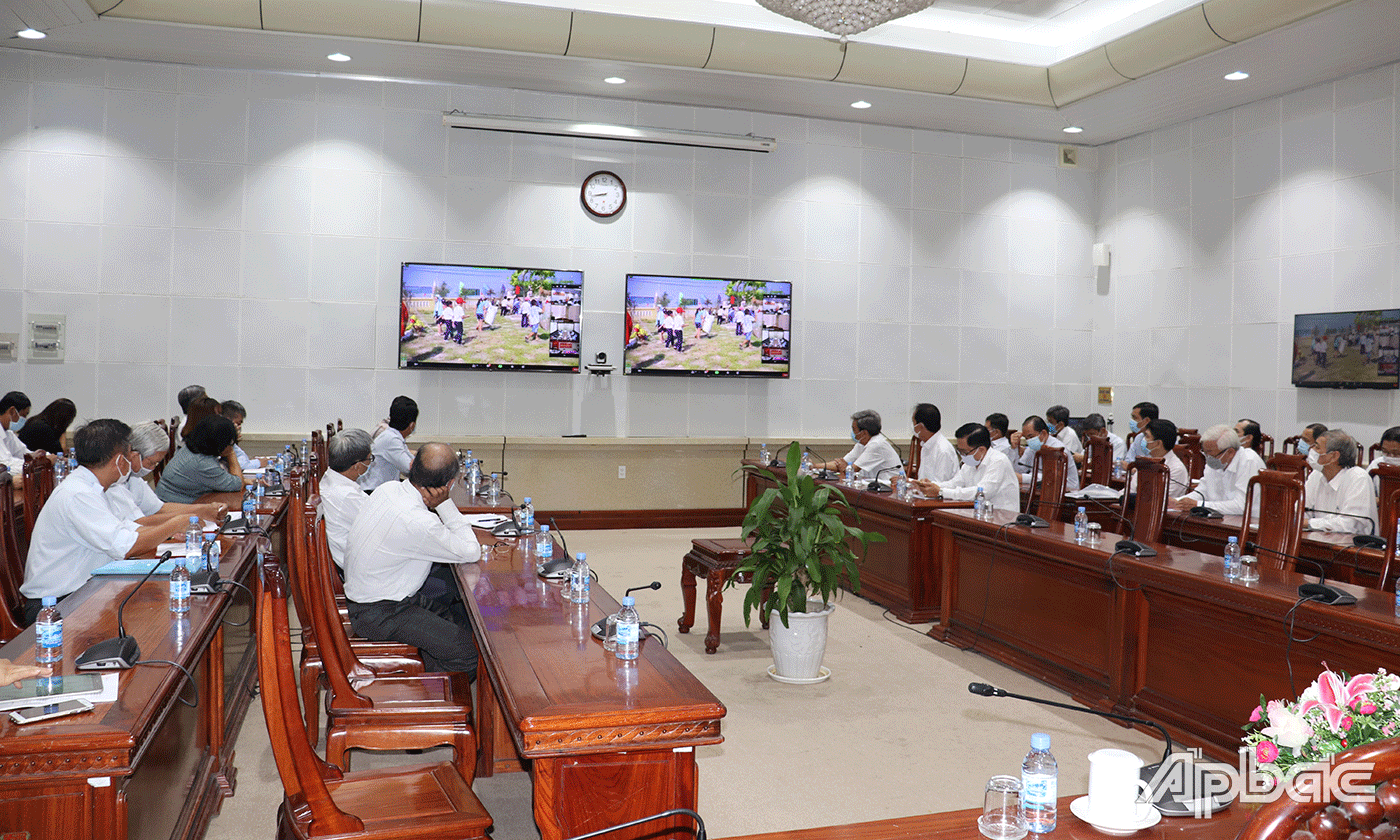 Quang cảnh hội nghị tại điểm cầu Tiền Giang.