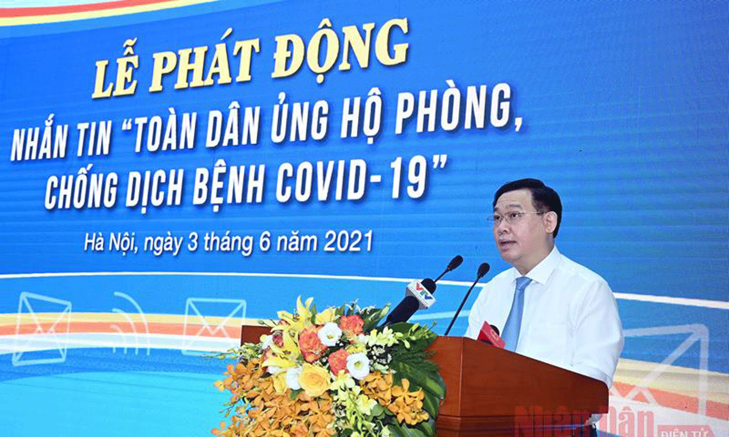 Chủ tịch Quốc hội Vương Đình Huệ phát biểu tại lễ phát động. (Ảnh: Duy Linh) 
