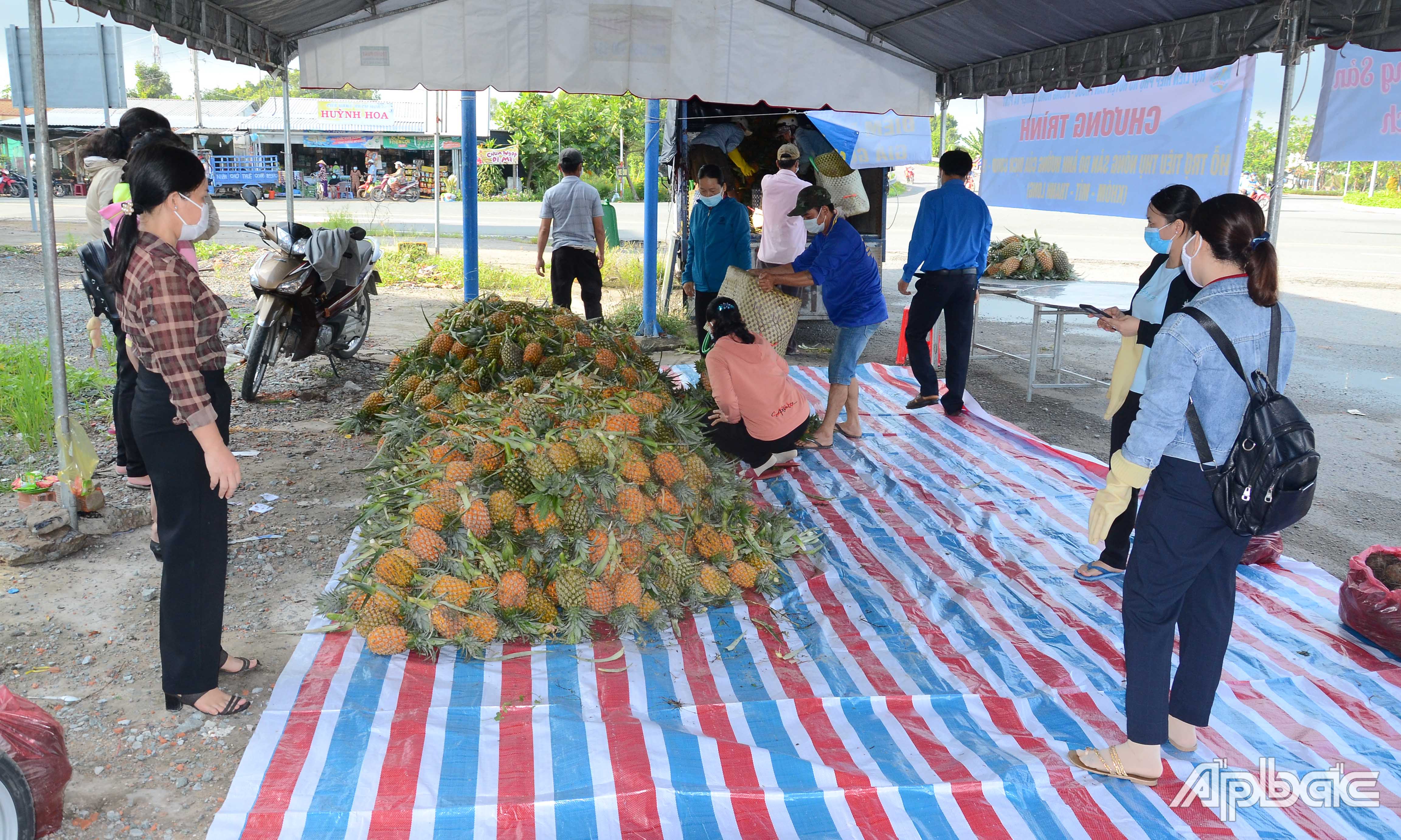Điểm bán nông sản hỗ trợ bà con nông dân tiêu thụ sản phẩm tại huyện Tân Phước.