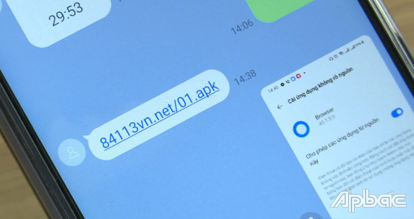 Đường link  lừa đảo mà bọn tội phạm gửi yêu cầu bị hại truy cập.