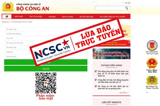 Giải mạo trang web Bộ Công an để lừa đảo trực tuyến.