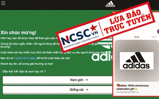 Lừa đảo về nhận quà tặng Adidas kỷ niệm 100 năm.