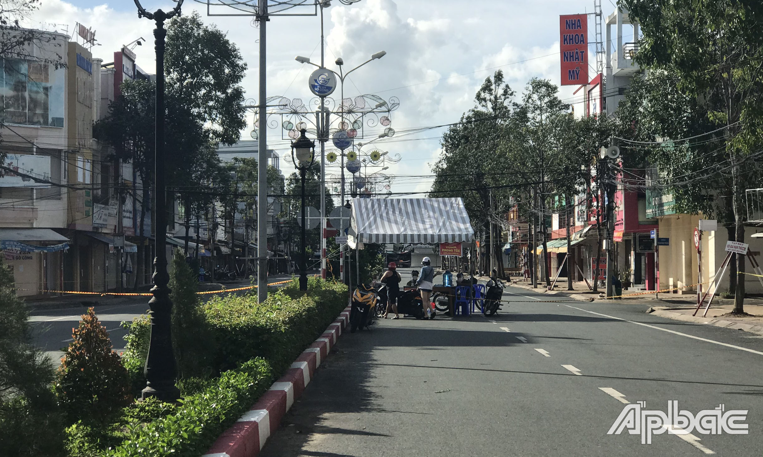 Một khu vực bị hong tỏa tại TX. Gò Công.