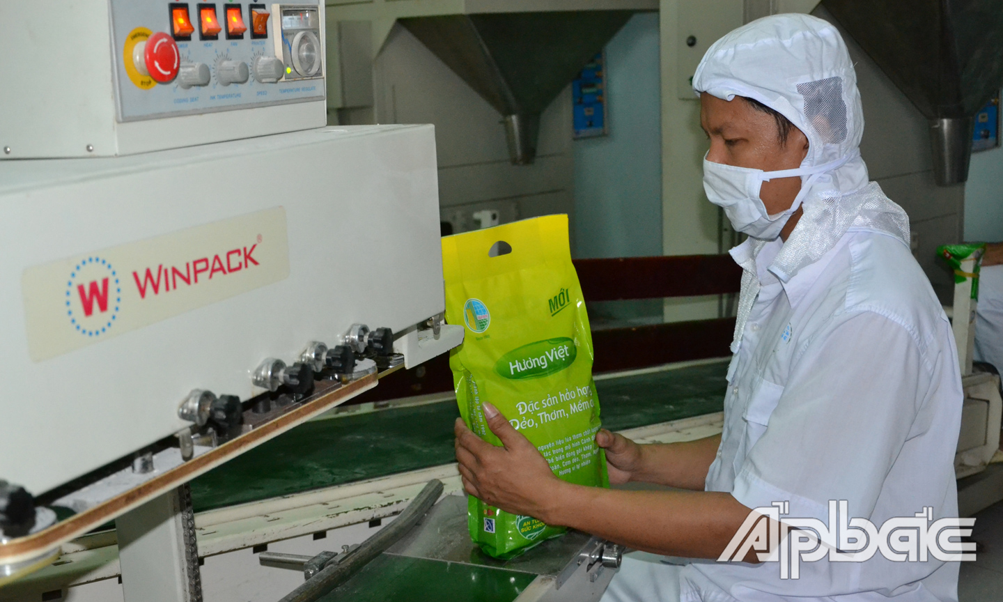 Dây chuyền đóng gói gạo tại Công ty Lương thực Tiền Giang. Ảnh: Minh họa.