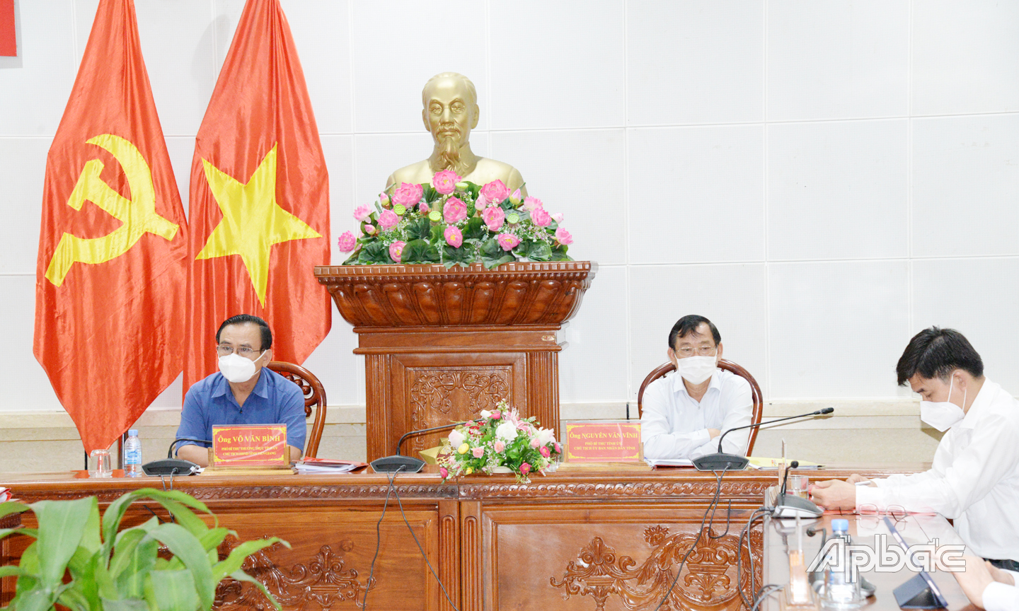 Quang cảnh hội nghị tại điểm cầu Tiền Giang