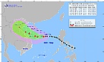 Bão số 5 giật cấp 12 cách quần đảo Hoàng Sa khoảng 170km, di chuyển chủ yếu theo hướng Tây