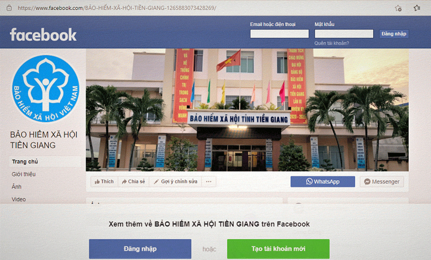 Trang Facebook của BHXH tỉnh Tiền Giang.