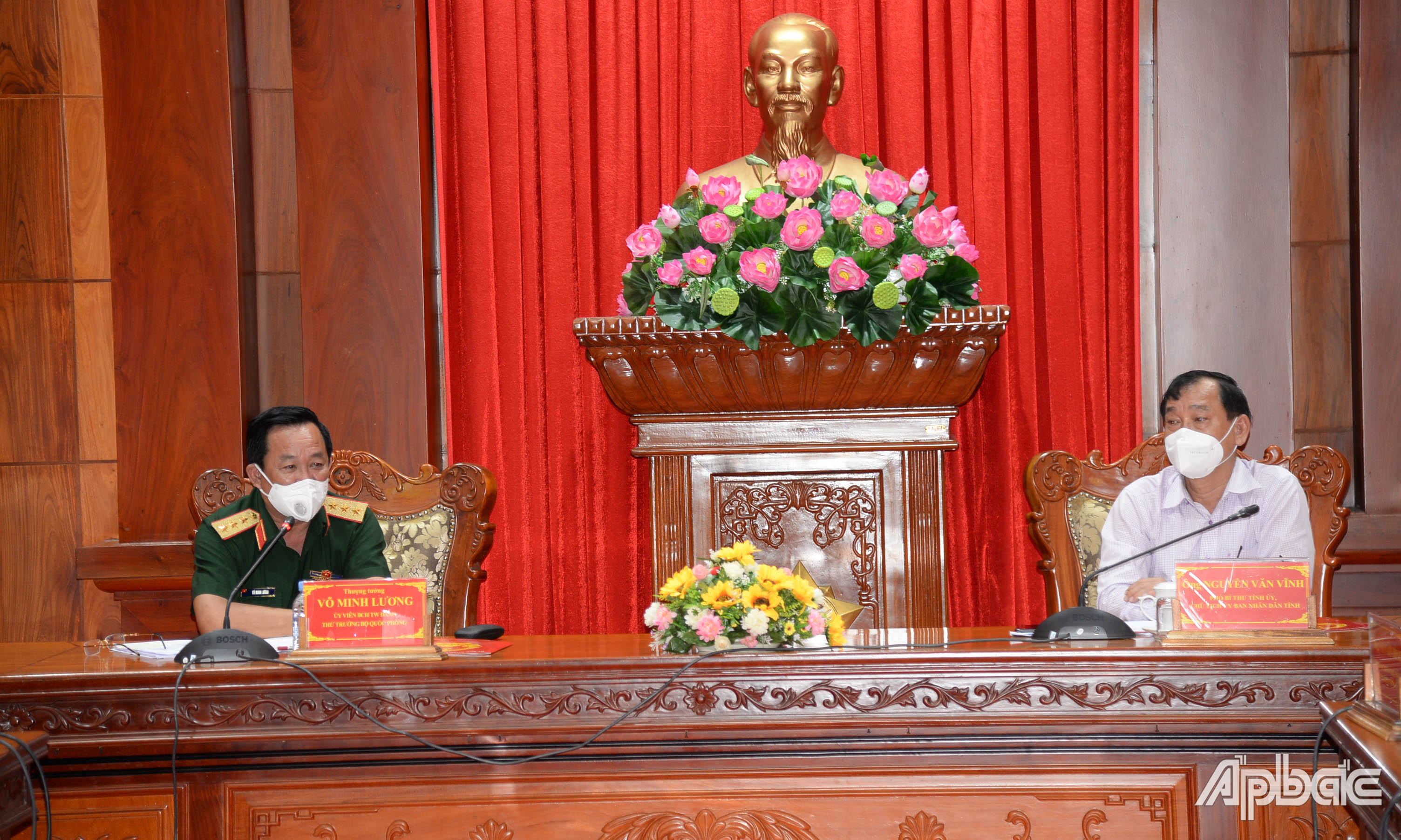 Thượng tướng Võ Minh Lương phát biểu tại buổi làm việc.