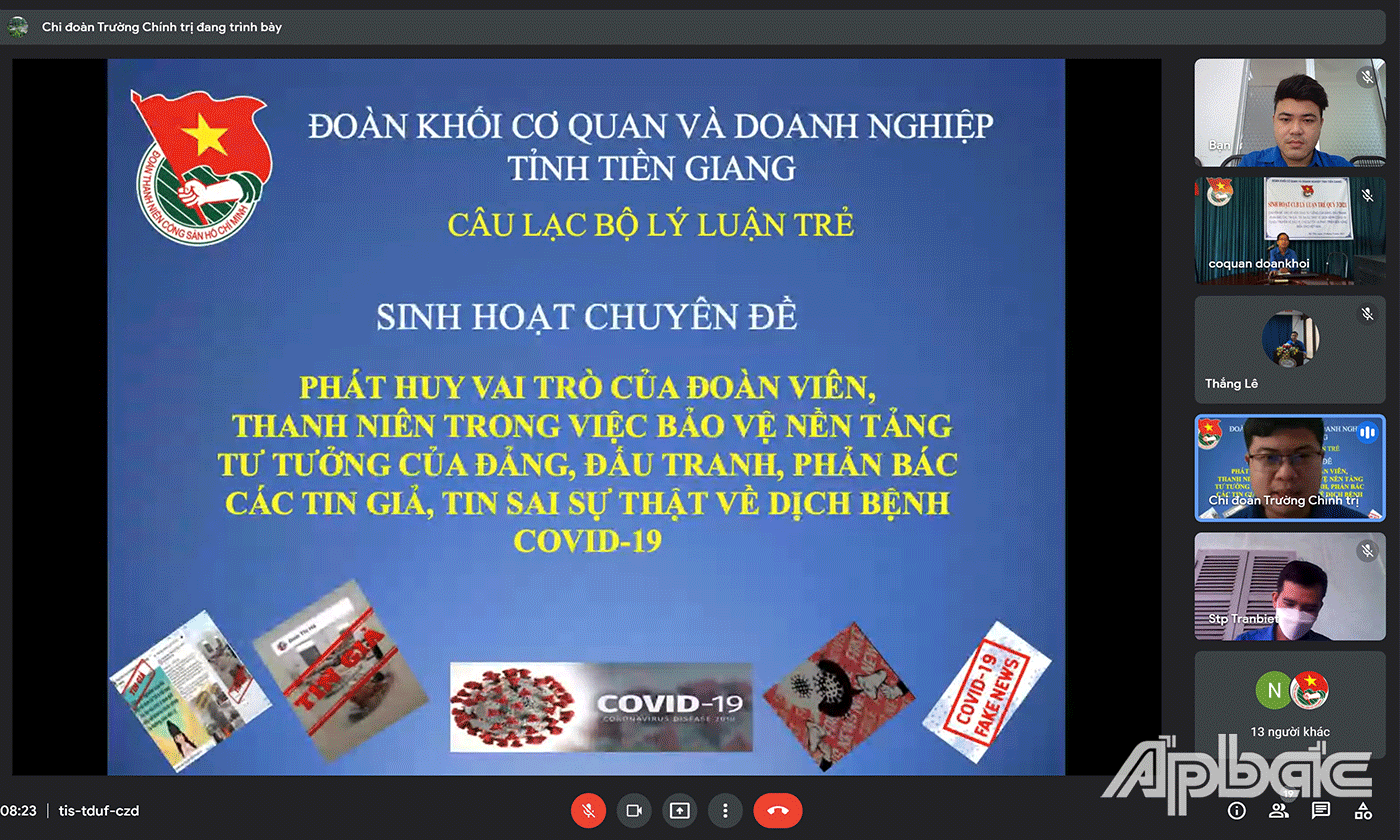 Đoàn khối tổ chức sinh hoạt CLB Lý luận trẻ theo hình thức trực tuyến.