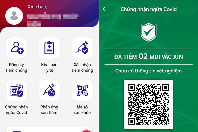 Thông tin xác thực tiêm chủng vaccine phòng COVID-19 của người dân.