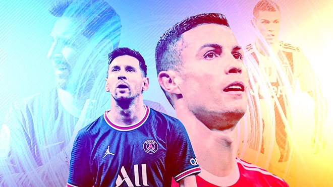 Cả Messi và Ronaldo đều đang trải qua những tháng ngày không vui vẻ cùng PSG và MU. Ảnh: DM