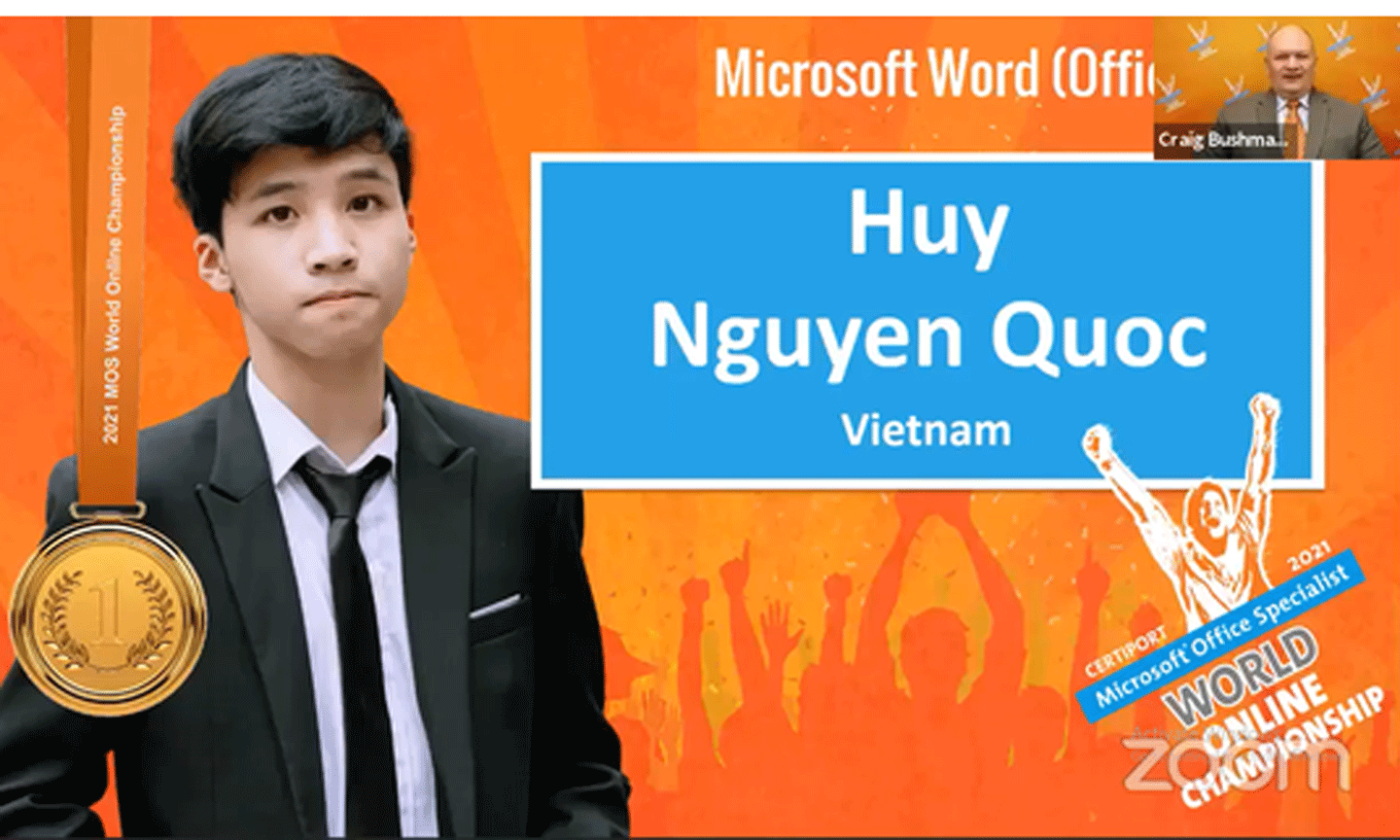 Nguyễn Quốc Huy, cựu học sinh Trường THPT Nguyễn Tất Thành (Hà Nội) đã xuất sắc giành được huy chương vàng thế giới nội dung Microsoft Word 2016