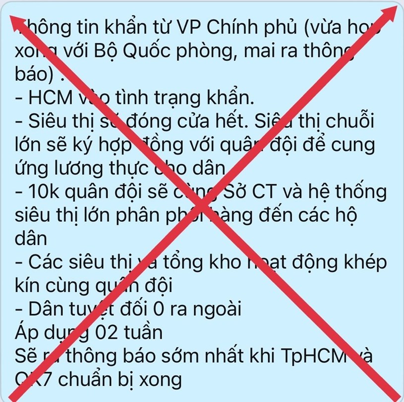 Thông tin TPHCM vào tình trạng khẩn là bịa đặt.