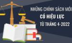 Những chính sách mới, có hiệu lực từ tháng 4-2022