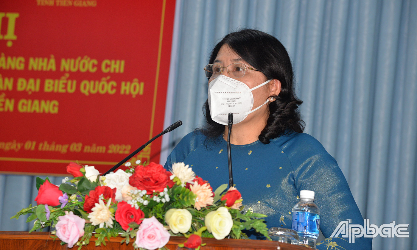 Giám đốc NHNN tỉnh Tiền Giang Nguyễn Thị Đậm đề ra các nhiemj vụ giải pháp ngành sẽ triển khai trong thời gian tới