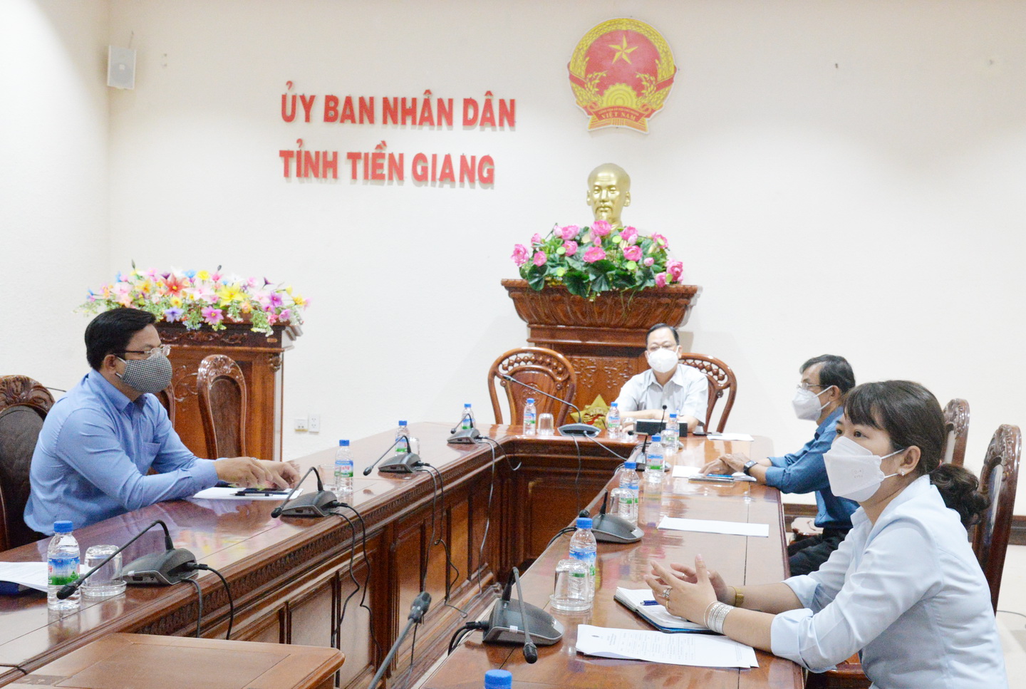 Quang cảnh hội nghị tại điểm cầu Tiền Giang
