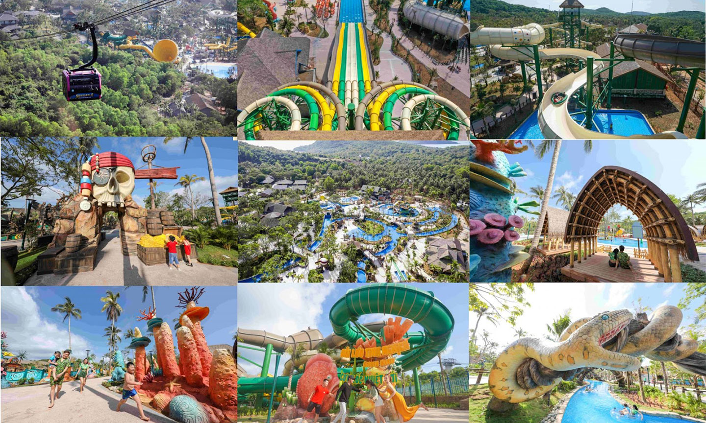 Các trò chơi tại công viên Aquatopia Water Park.
