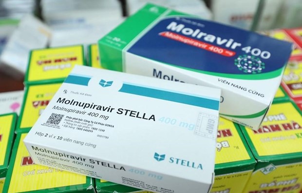 Một loại thuốc điều trị COVID-19 sản xuất trong nước chứa hoạt chất Molnupiravir. (Ảnh: TTXVN/Vietnam+)