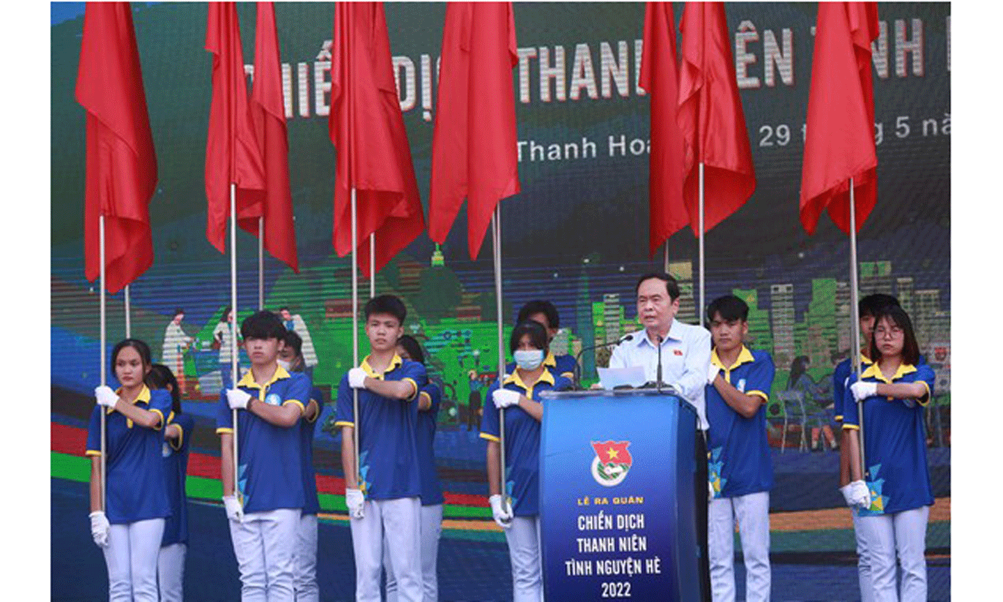 Phó Chủ tịch Thường trực Quốc hội Trần Thanh Mẫn phát biểu tại lễ ra quân Chiến dịch Thanh niên tình nguyện hè 2022
