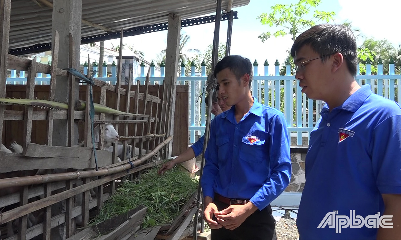 Anh Hiệp chia sẻ kinh nghiệm chăn nuôi cho đoàn viên thanh niên