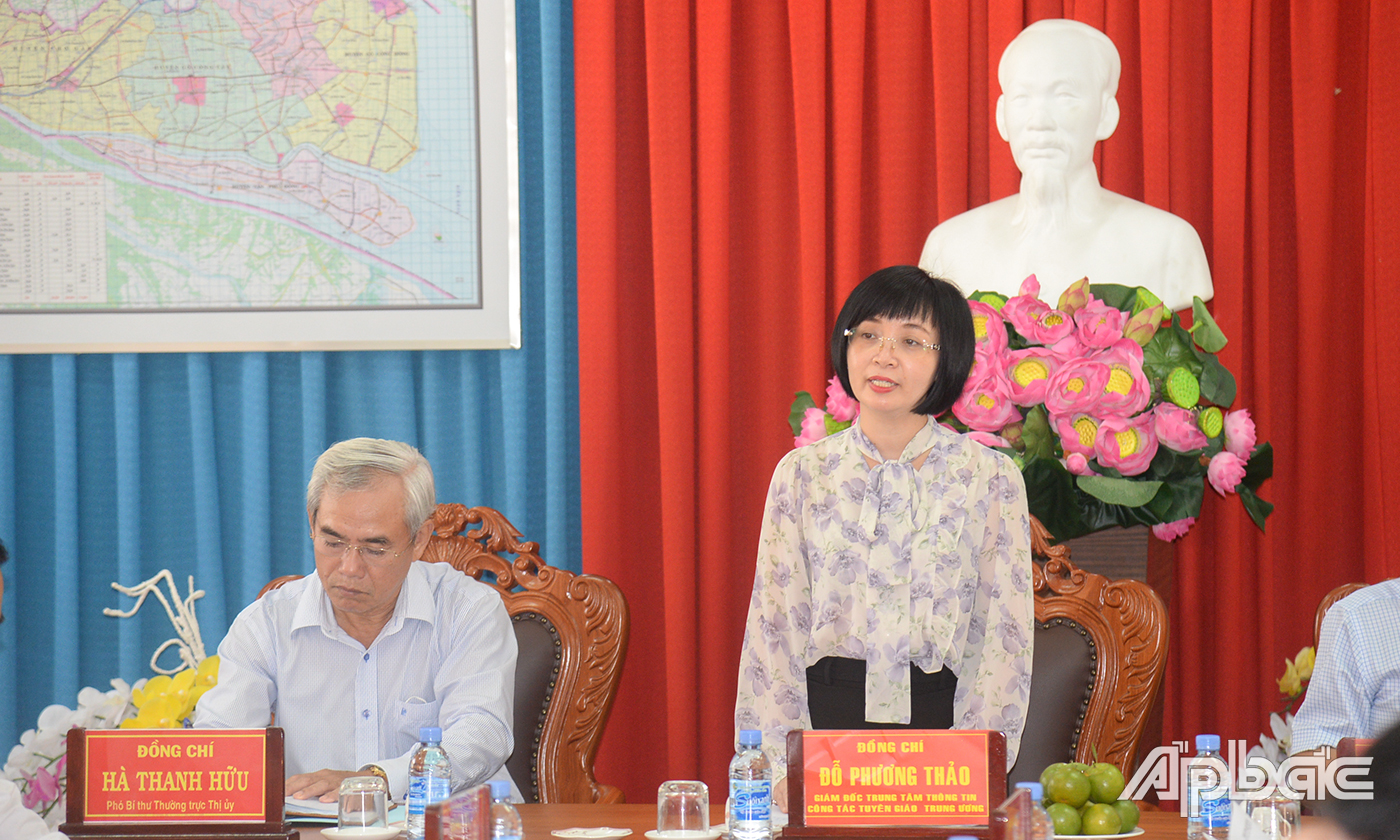 Đồng chí Đỗ Phương Thảo phát biểu tại buổi khảo sát.
