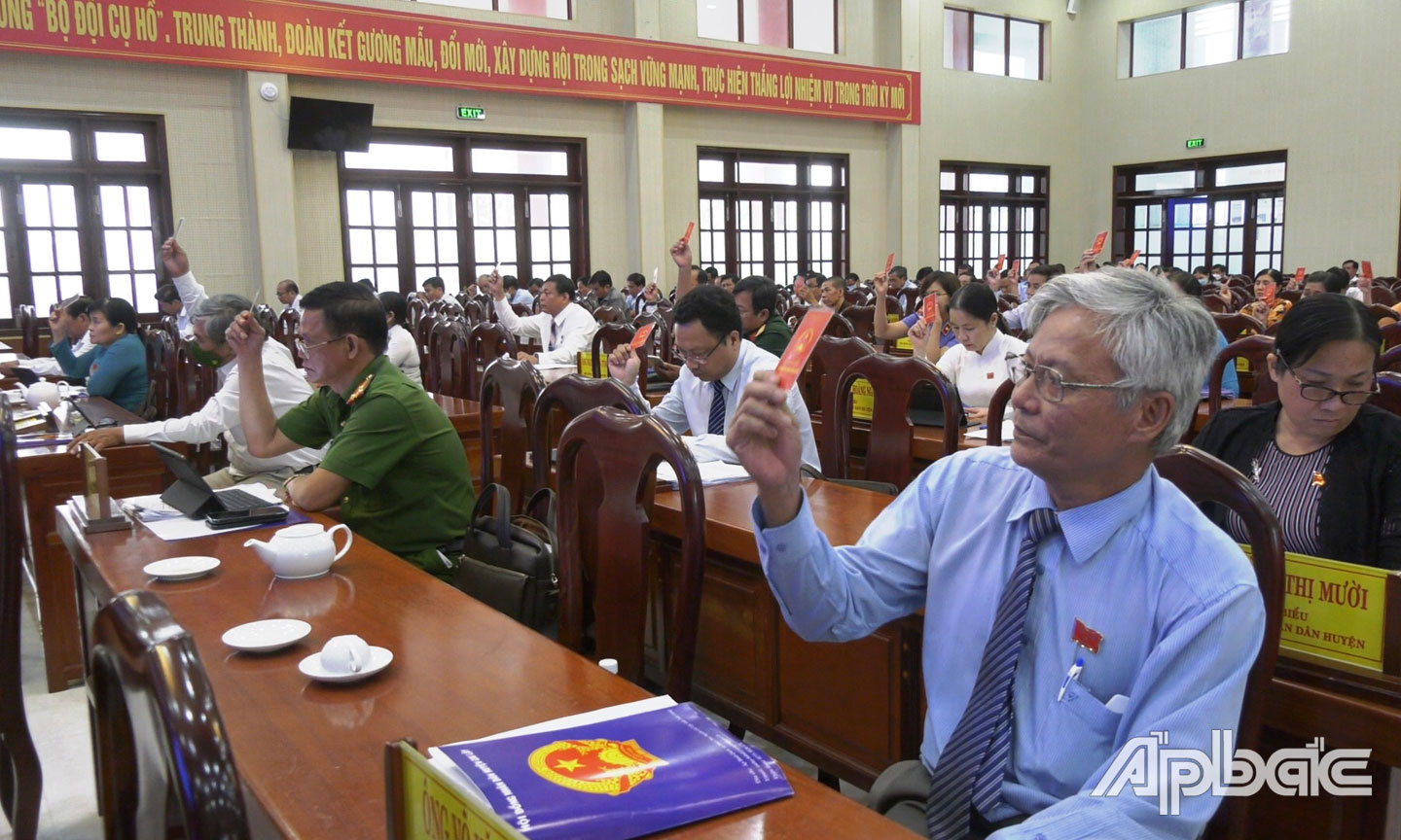 Đại biểu biểu quyết thông qua các Nghị quyết tại kỳ họp.