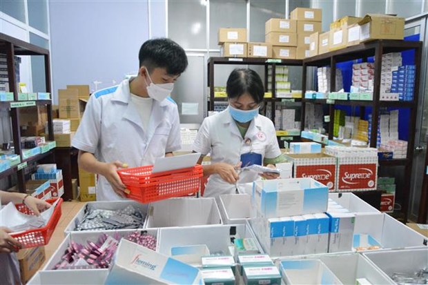 Kiểm kê thuốc tại Khoa Dược, Bệnh viện Đa khoa thành phố Buôn Ma Thuột. (Ảnh: Tuấn Anh/TTXVN)