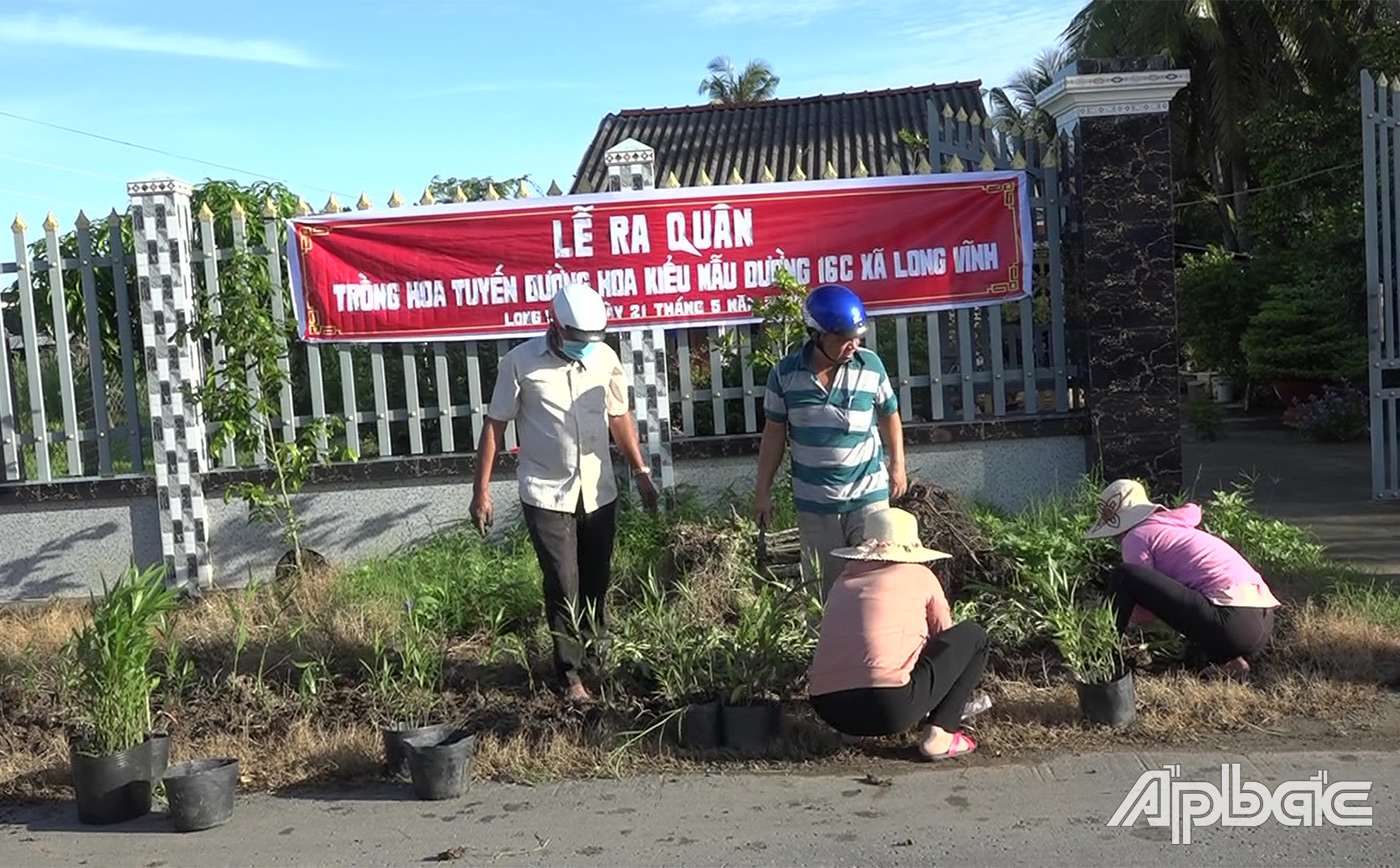 Ra quân tuyến đường hoa kiểu mẫu xã Long Vĩnh
