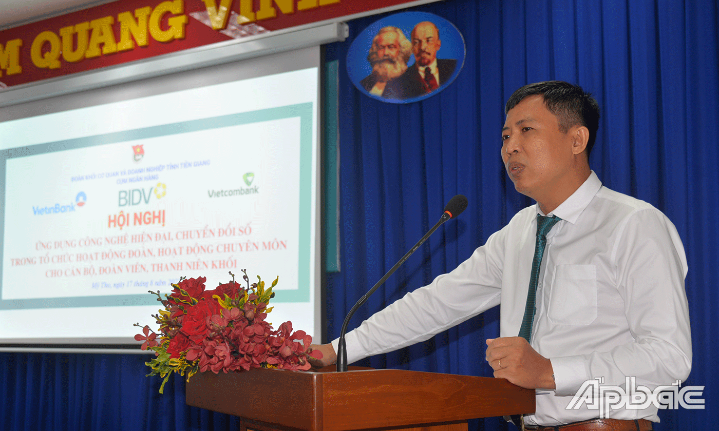 Phó Giám đốc BIDV chi nhánh Tiền Giang Huỳnh Văn Thái nêu tầm quan trọng trong hoạt động chuyển đổi số.
