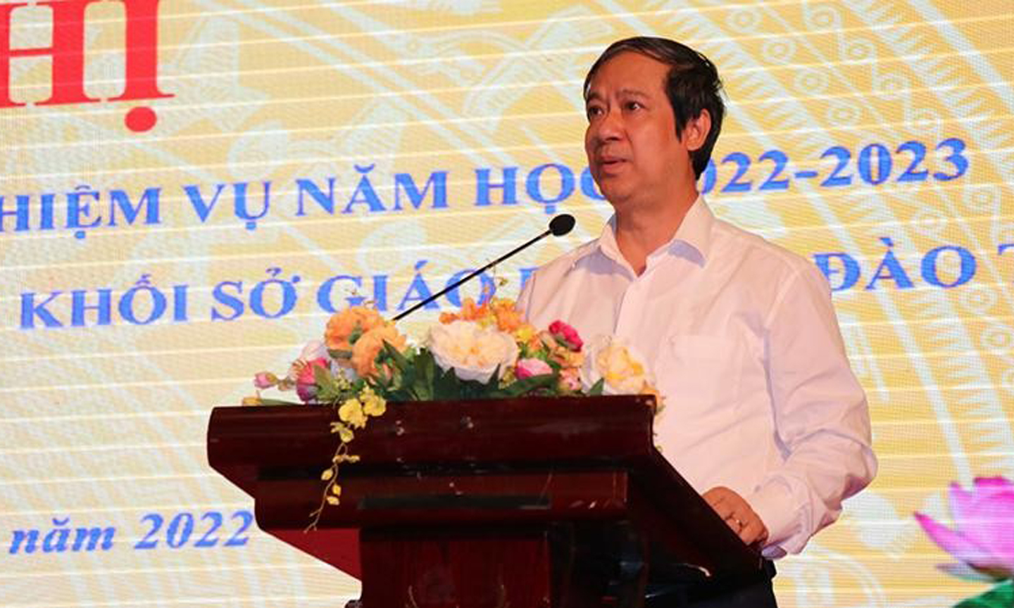 Bộ trưởng Giáo dục và Đào tạo Nguyễn Kim Sơn phát biểu tại Hội nghị.