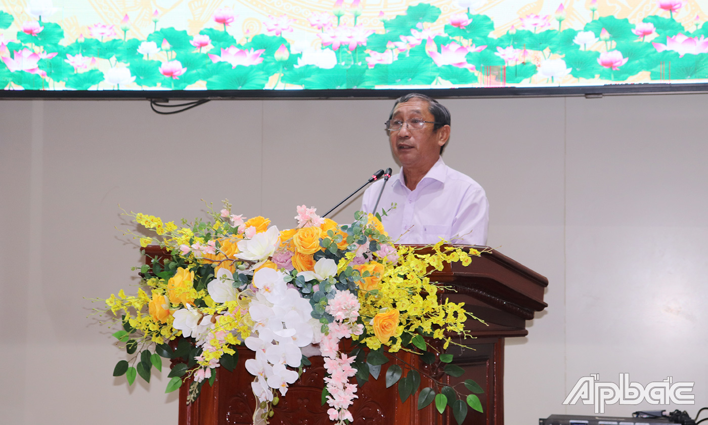 Đồng chí Nguyễn Ngọc Minh, Chủ tịch Hội Người Cao tuổi tỉnh Tiền Giang phát động 