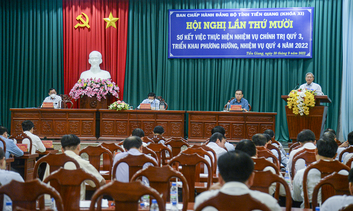 Bí thư Huyện ủy Cai Lậy Nguyễn Văn Bằng phát biểu về công tác triển khai xây dựng huyện NTM.