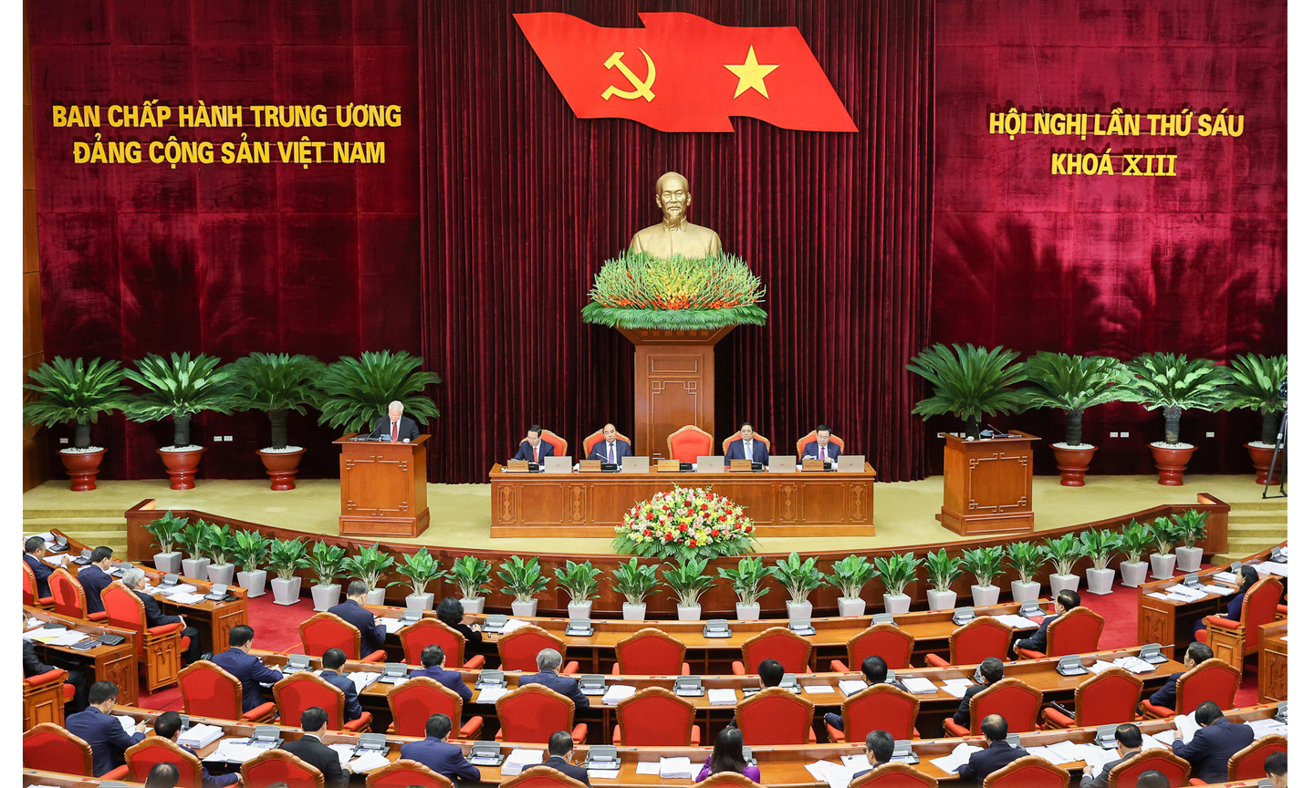 Tổng Bí thư Nguyễn Phú Trọng: Định hướng quy hoạch tổng thể quốc gia là công việc lần đầu tiên chúng ta làm, rất mới, rất khó, chưa có kinh nghiệm, song rất quan trọng và cấp thiết, các bộ, các ngành, các địa phương trong cả nước hiện đang rất mong đợi. Ảnh VGP/Nhật Bắc