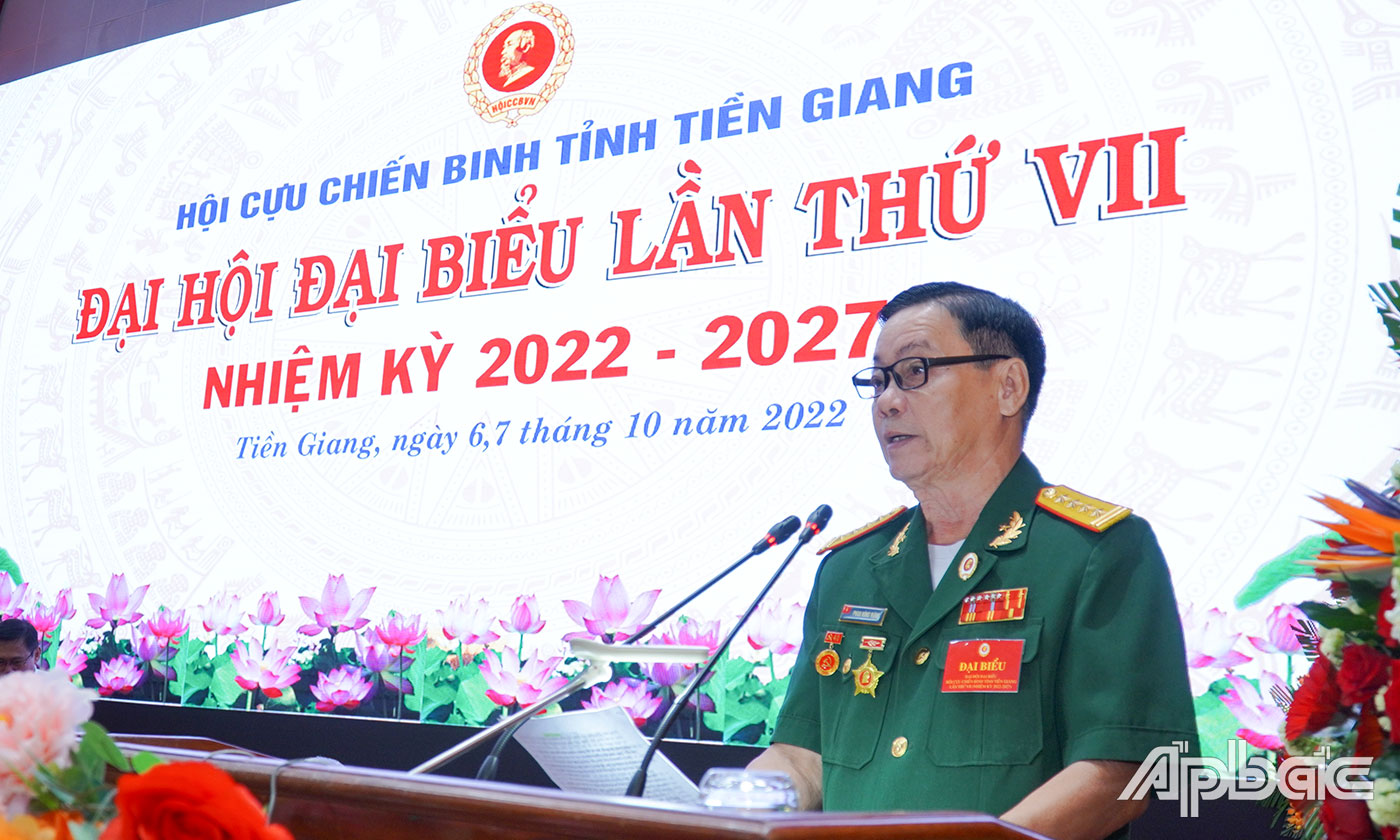 Đại tá Phan Hùng Mãnh, Ủy viên Ban Chấp hành Trung ương Hội CCB Việt Nam, Chủ tịch Hội CCB tỉnh nhiệm kỳ 2017 - 2022 phát biểu khai mạc Đại hội. Đại hội tưởng nhớ và nguyện noi gương tinh thần cách mạng của gần 2.000 cán bộ, hội viên CCB đã từ trần trong nhiệm kỳ VI.