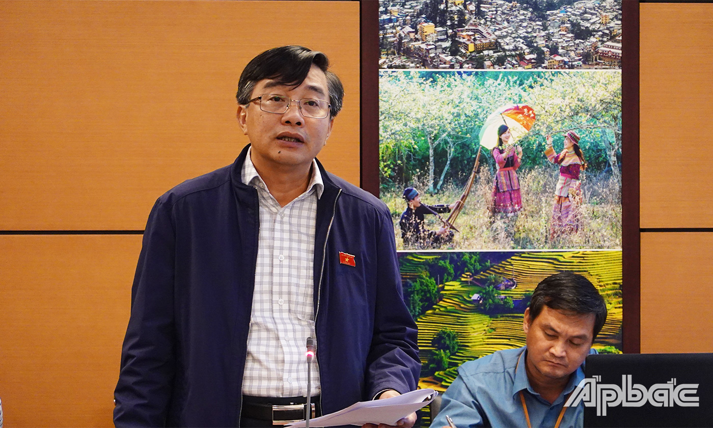 Đại biểu Nguyễn Minh Sơn phát biểu ý kiến tại hội trường