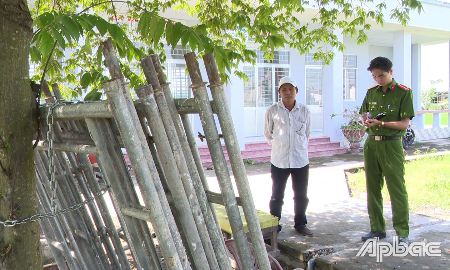 Hiện trường vụ trộm tại xã Bình Đông, TX. Gò Công. Ảnh Trọng Tín