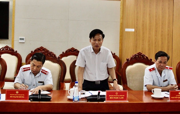 Phó Tổng Thanh tra Chính phủ Bùi Ngọc Lam phát biểu chỉ đạo tại buổi công bố quyết định thanh tra.