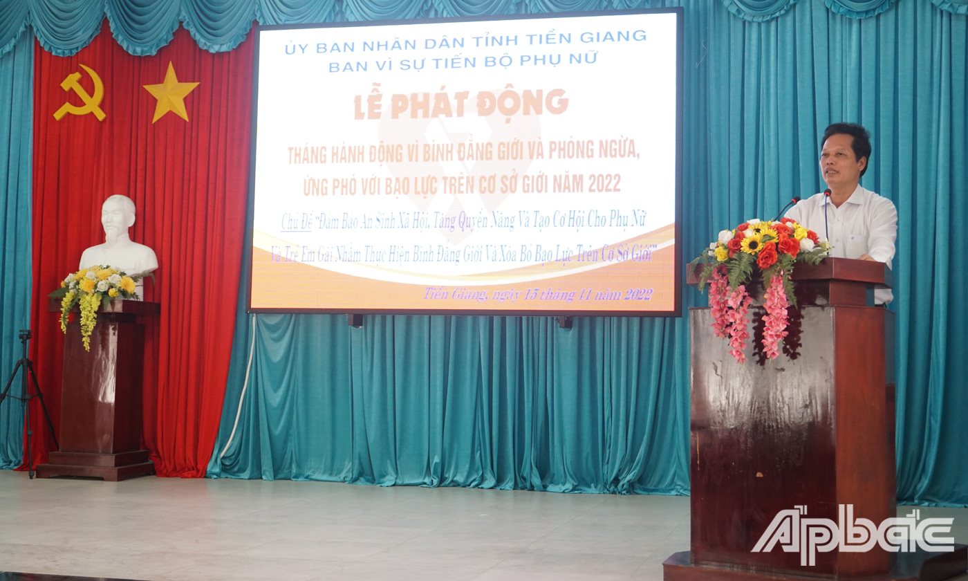 Đồng chí Nguyễn Thành Diệu phát biểu tại buổi lễ