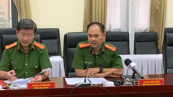 Lãnh đạo Phòng Cảnh sát Hình sự, Công an TPHCM cung cấp thông tin vụ việc. Ảnh: CHÍ THẠCH