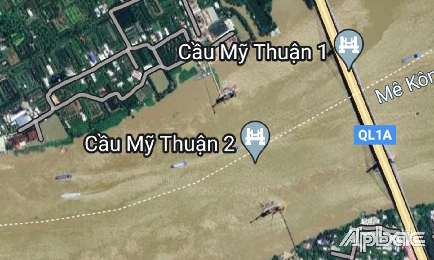 Vị trí thi công cầu Mỹ Thuận 2.