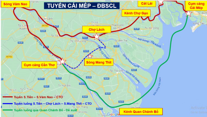 Tuyến vận tải thủy kết nối ĐBSCL với cảng nước sâu Cái Mép và Cát Lái qua kênh Quan Chánh Bố