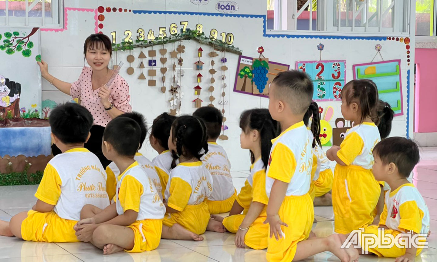 Giờ học của trẻ ở Trường Mầm non Phước Thạnh.