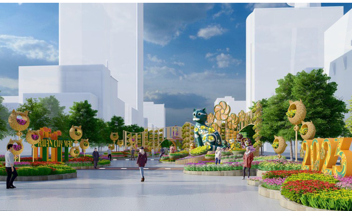 Phối cảnh cổng Đường hoa Nguyễn Huệ 2023.