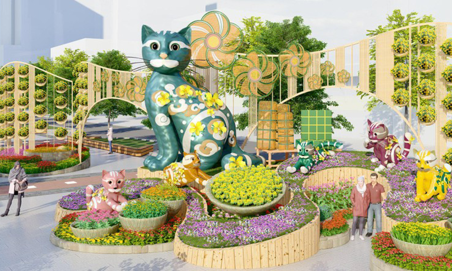 Mèo là linh vật của Đường hoa Nguyễn Huệ 2023.