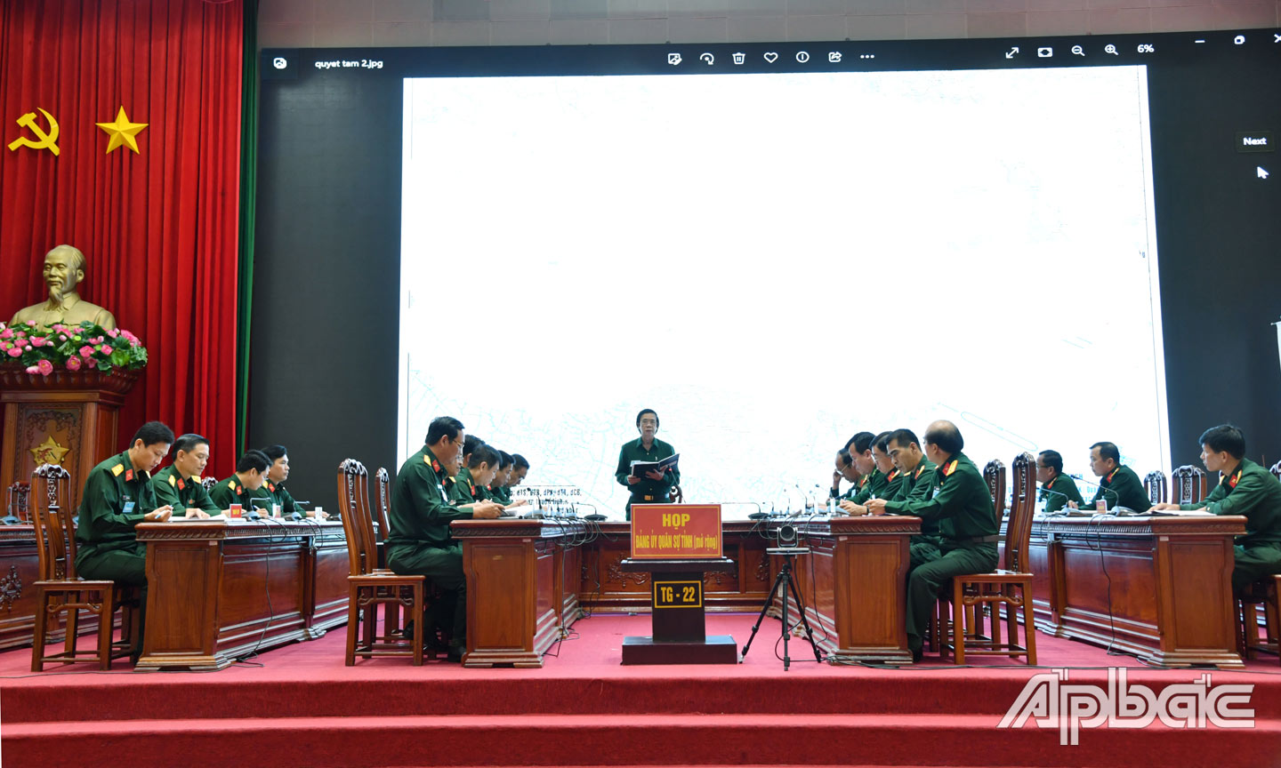 Họp Đảng ủy Quân sự tỉnh (mở rộng) trong Diễn tập KVPT tỉnh (Diễn tập thử lần 2).