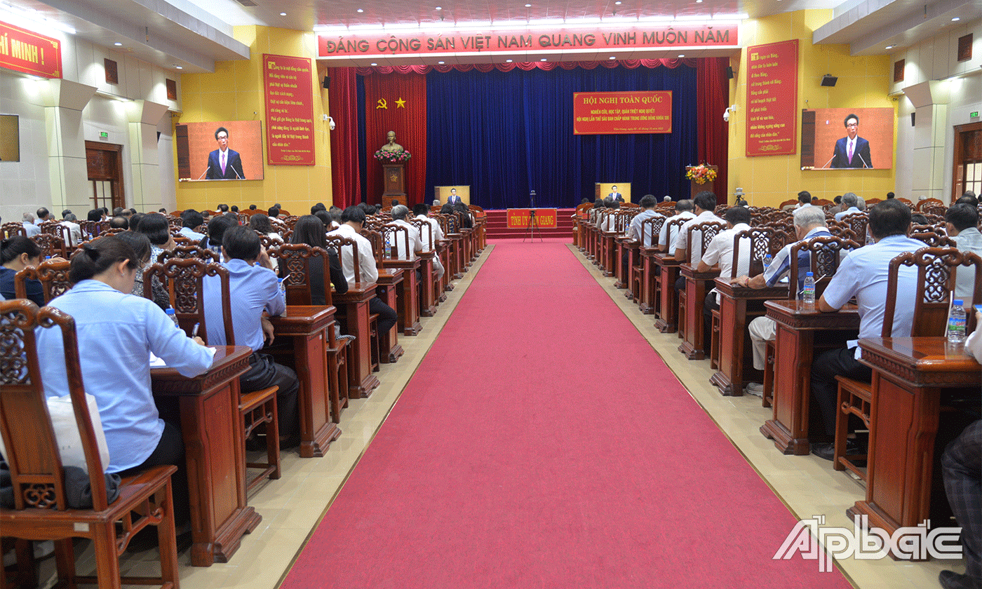 Quang cảnh tại Hội trường Ấp Bắc, Trung tâm Hội nghị tỉnh Tiền Giang.