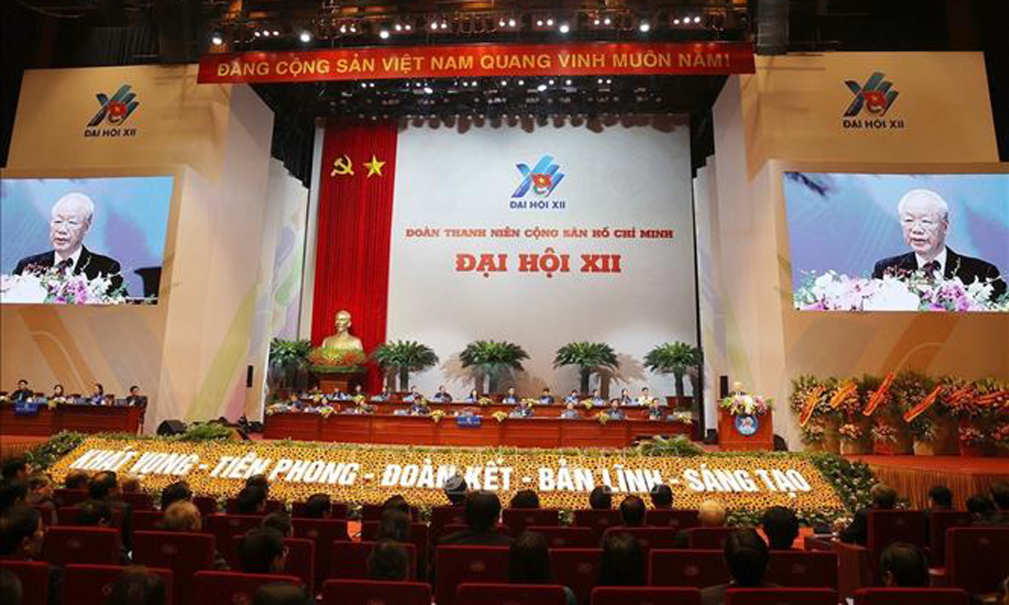Tổng Bí thư Nguyễn Phú Trọng phát biểu chỉ đạo Đại hội đại biểu toàn quốc Đoàn Thanh niên Cộng sản Hồ Chí Minh. Ảnh: Trí Dũng/TTXVN